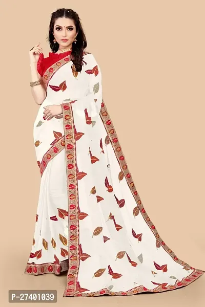 Elegant White Georgette Saree With Blouse Piece For Women