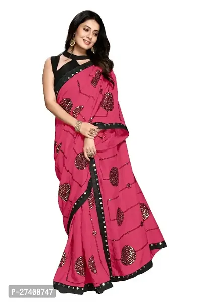 Elegant Pink Art Silk Saree With Blouse Piece For Women-thumb0