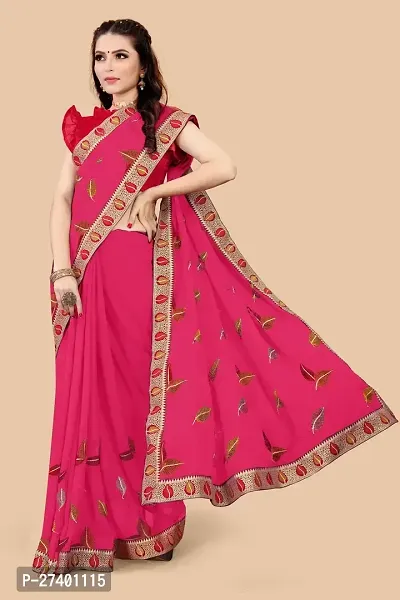 Elegant Pink Georgette Saree With Blouse Piece For Women