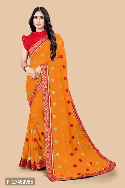 Elegant Orange Georgette Saree With Blouse Piece For Women