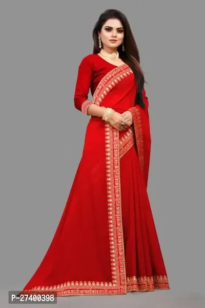 Elegant Red Art Silk Saree With Blouse Piece For Women-thumb0