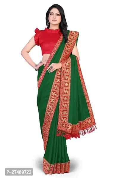 Elegant Green Art Silk Saree With Blouse Piece For Women