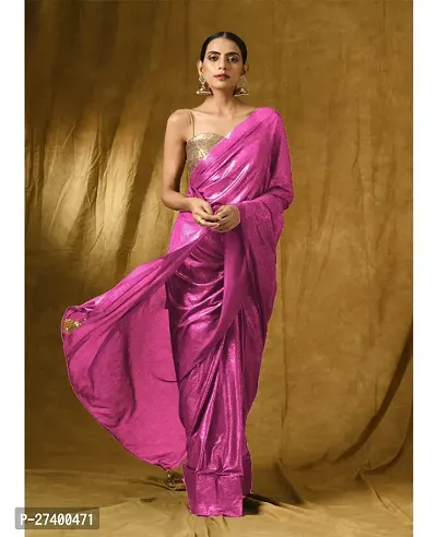 Elegant Purple Lycra Saree With Blouse Piece For Women-thumb0