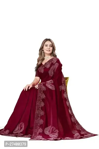 Elegant Maroon Georgette Saree With Blouse Piece For Women-thumb0