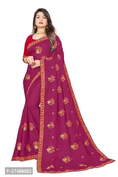 Elegant Purple Silk Blend Saree With Blouse Piece For Women-thumb0