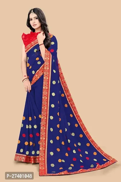 Elegant Blue Georgette Saree With Blouse Piece For Women