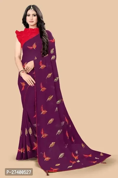 Elegant Magenta Georgette Saree With Blouse Piece For Women-thumb0