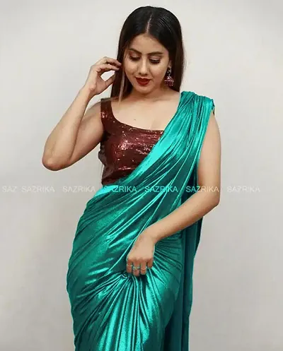 Elegant Lycra Blend Solid Women Saree with Blouse piece