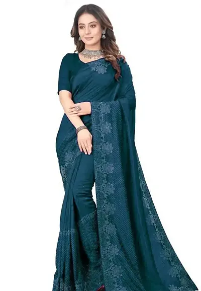 Elegant Georgette Self Pattern Women Saree with Blouse piece