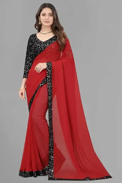 Fancy Georgette Saree With Blouse Piece For Women