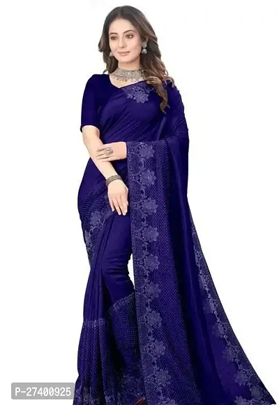 Elegant Blue Georgette Saree With Blouse Piece For Women-thumb0