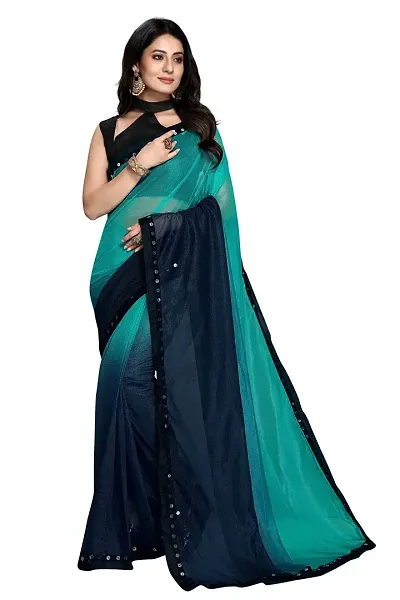 Elegant Lycra Blend Embellished Women Saree with Blouse piece