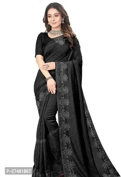 Elegant Black Georgette Saree With Blouse Piece For Women