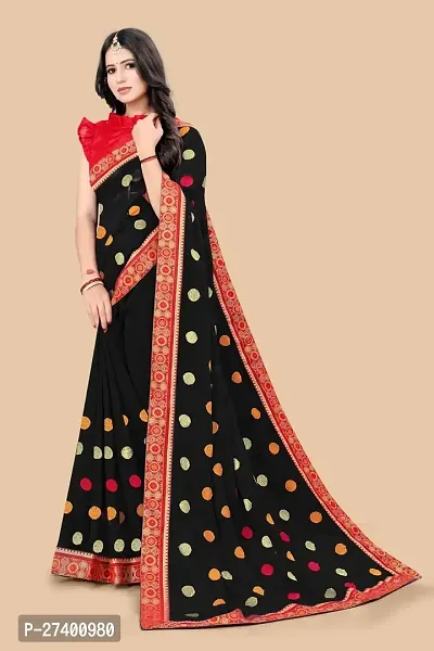 Elegant Black Georgette Saree With Blouse Piece For Women-thumb0