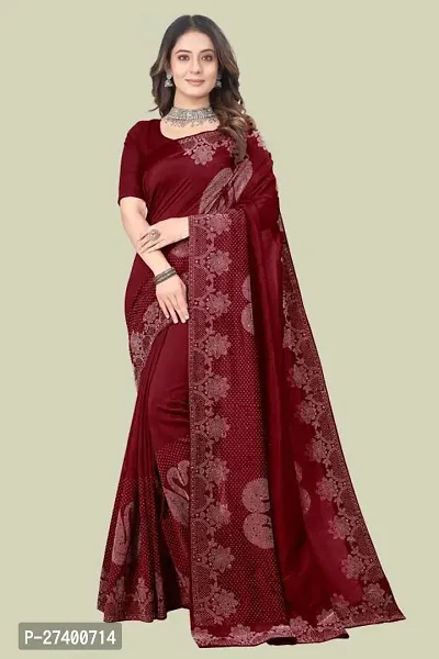 Elegant Maroon Georgette Saree With Blouse Piece For Women-thumb0