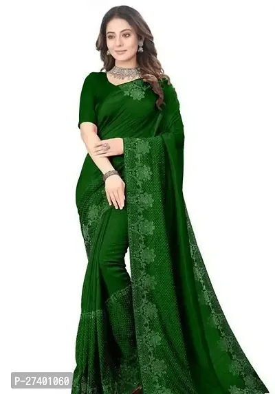 Elegant Green Georgette Saree With Blouse Piece For Women