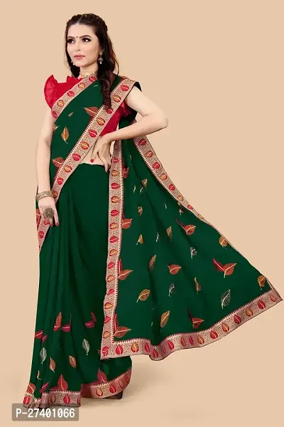 Elegant Green Georgette Saree With Blouse Piece For Women