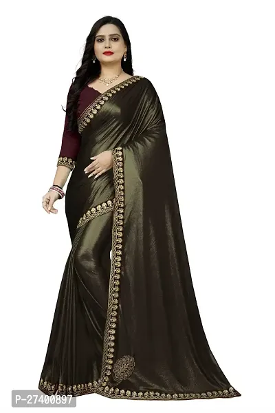 Elegant Black Lycra Saree With Blouse Piece For Women