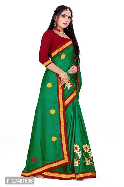 Elegant Green Silk Blend Saree With Blouse Piece For Women