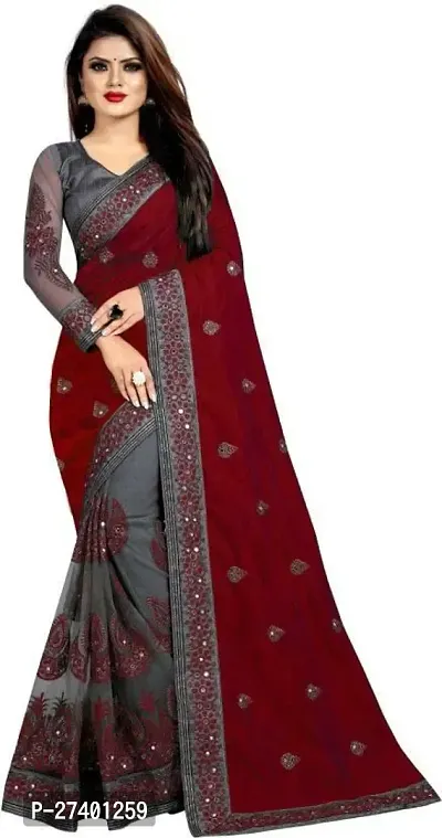 Elegant Maroon Art Silk Saree With Blouse Piece For Women-thumb0