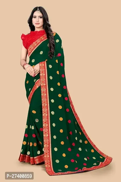 Elegant Green Georgette Saree With Blouse Piece For Women