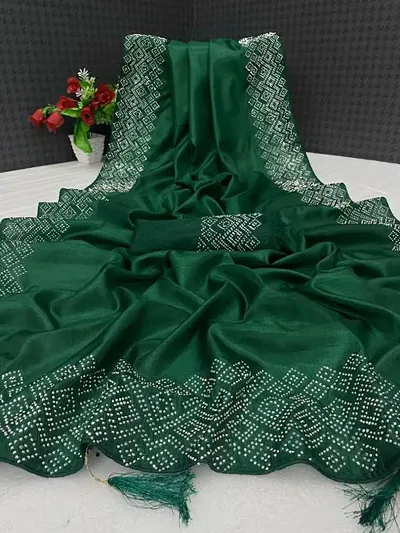 Glamorous Satin Saree with Blouse piece 