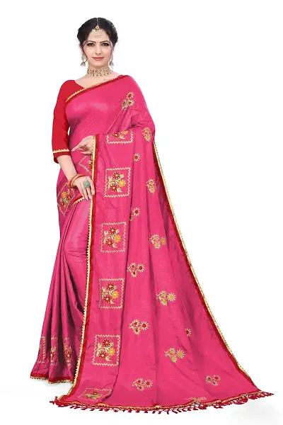 Attractive Silk Blend Saree with Blouse piece 