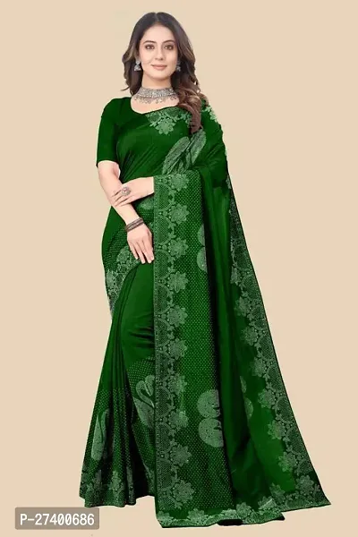 Elegant Green Georgette Saree With Blouse Piece For Women