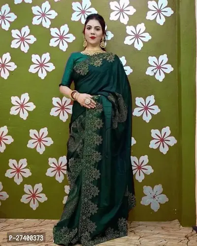 Elegant Green Georgette Saree With Blouse Piece For Women-thumb0