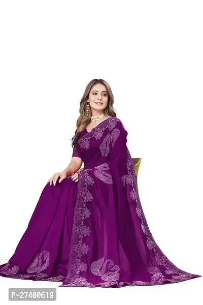 Elegant Magenta Georgette Saree With Blouse Piece For Women-thumb0