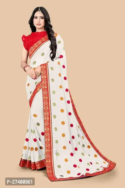 Elegant White Georgette Saree With Blouse Piece For Women