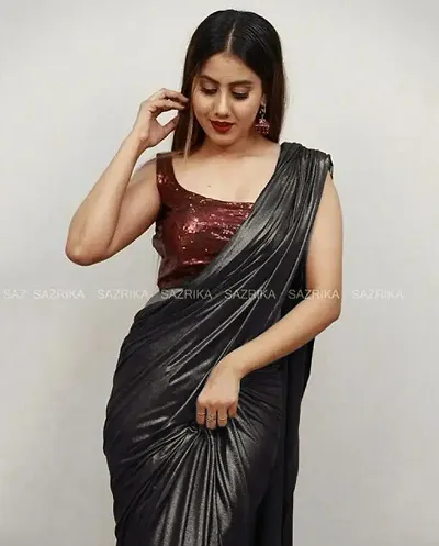 Attractive Lycra Saree with Blouse piece 