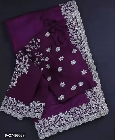 Elegant Purple Georgette Saree With Blouse Piece For Women-thumb0