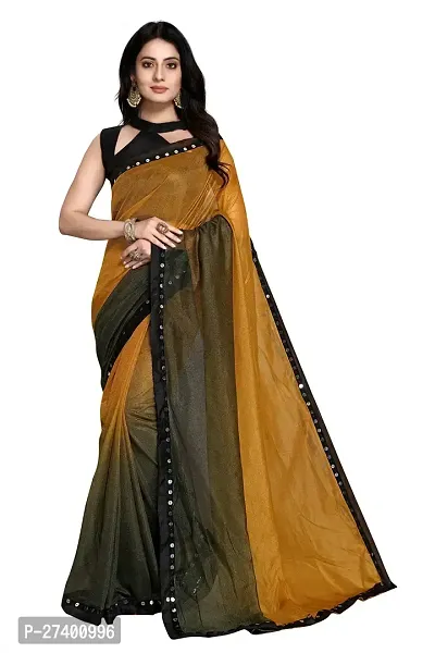 Elegant Yellow Lycra Saree With Blouse Piece For Women