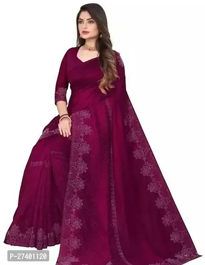 Elegant Purple Georgette Saree With Blouse Piece For Women-thumb0