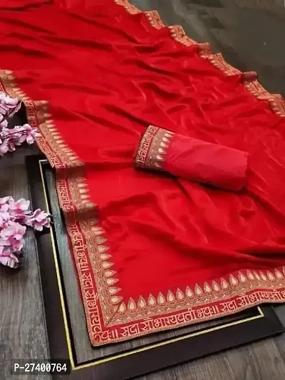 Elegant Red Art Silk Saree With Blouse Piece For Women-thumb0