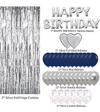 Alaina Happy Birthday Balloons Decoration Kit 35 Pcs - Happy Birthday Foil Balloons, Confetti Balloons, Fringe Curtains, Silver Foil Hearts, Metallic Balloons-thumb1