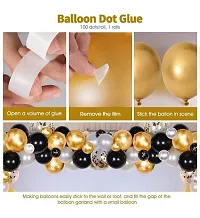 Alaina Birthday Decoration Items Combo Pack of 57 Black Golden Theme - Happy Birthday Banner, Confetti Balloons, Chrome Balloons, Metallic Balloons, Balloons Arch Strip, Glue Dots Strip-thumb3