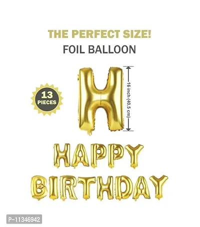 Alaina Happy Birthday Decoration Items Combo Set for Boys Girls Kids 36 Pcs Kit - Happy Birthday Foil Balloons Golden, Silver Fringe Curtains, Golden Confetti Balloons, Golden Silver Black Metallic Balloons-thumb2