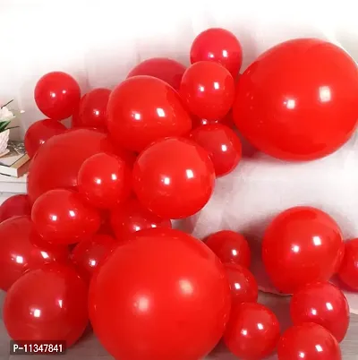 Alaina Metallic Balloons for Birthday Decoration, Baby Shower, Marriage Anniversary Party Decoration - (Pack of 50 Red)-thumb2