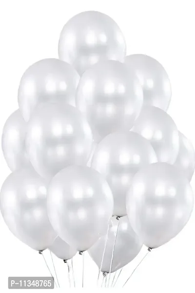 Alaina Metallic Balloons for Birthday Decoration, Baby Shower, Marriage Anniversary Party Decoration - (Pack of 50 White)-thumb0