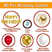 Alaina Red Golden Birthday Decoration Items 80 Pcs Combo - Happy Birthday Foil Balloons, Chrome Balloons, Confetti Balloons, Metallic Balloons, Arch for Birthday Celebration-thumb1