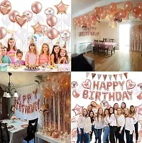 Alaina Happy Birthday Decoration Kit 48 Pcs Combo Pack - 1 Set Happy Birthday Foil Letters + 3 Pcs Rose Gold Confetti Balloons + 2 Pcs Rose Gold Foil Hearts + 2 Pcs Rose Gold Foil Stars + 40 Pcs Metallic Balloons (Rose Gold & White)-thumb2