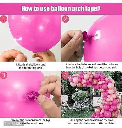 Alaina Happy Birthday Balloons Decoration Kit 61 Pcs - Happy Birthday Banner, Rose Gold Chrome Balloons, Rose Gold Confetti Balloons, Pink Metallic Balloons, Pink Pastel Balloons, Arch Strip.-thumb3