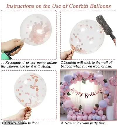 Alaina Happy Birthday Decoration Kit 55 Pcs Combo -1 Happy Birthday Cursive Banner ,4 Pcs Confetti Balloons(Silver & Rose Gold),10 Pcs Rose Gold Chrome Balloons,40 Pcs Pastel Balloons(Pink & Purple)-thumb4