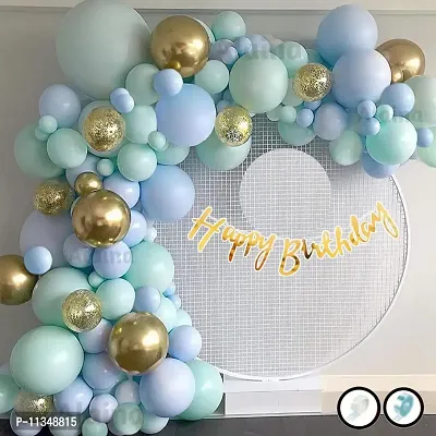 Alaina Happy Birthday Decoration Kit 62 Pcs Combo Pack for Girls Boys Kids - Happy Birthday Cursive Banner, Confetti Balloons, Chrome Balloons, Pastel Balloons, Balloons Arch Strip, Glue Dots Strip-thumb0