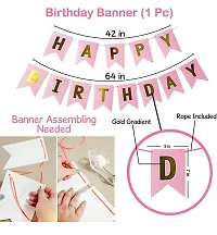 Alaina Happy Birthday Balloons Decoration Kit 61 Pcs - Happy Birthday Banner, Rose Gold Chrome Balloons, Rose Gold Confetti Balloons, Pink Metallic Balloons, Pink Pastel Balloons, Arch Strip.-thumb1