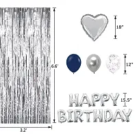 Alaina Happy Birthday Balloons Decoration Kit 35 Pcs - Happy Birthday Foil Balloons, Confetti Balloons, Fringe Curtains, Silver Foil Hearts, Metallic Balloons-thumb2