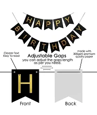 Alaina Birthday Decoration Items Combo Pack of 57 Black Golden Theme - Happy Birthday Banner, Confetti Balloons, Chrome Balloons, Metallic Balloons, Balloons Arch Strip, Glue Dots Strip-thumb1