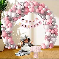 Alaina Happy Birthday Decoration Kit 109 Pcs Combo Pack for Girls Boys Kids - Happy Birthday Banner, Confetti Balloons, Pastel Balloons, Metallic Balloons, Balloons Arch Strip, Glue Dots Strip, Balloons Hand Pump-thumb1